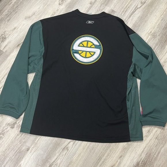 Vintage Seattle SuperSonics Reebok Embroidered LS Warm-Up Jersey Shooting Shirt - Picture 2 of 11